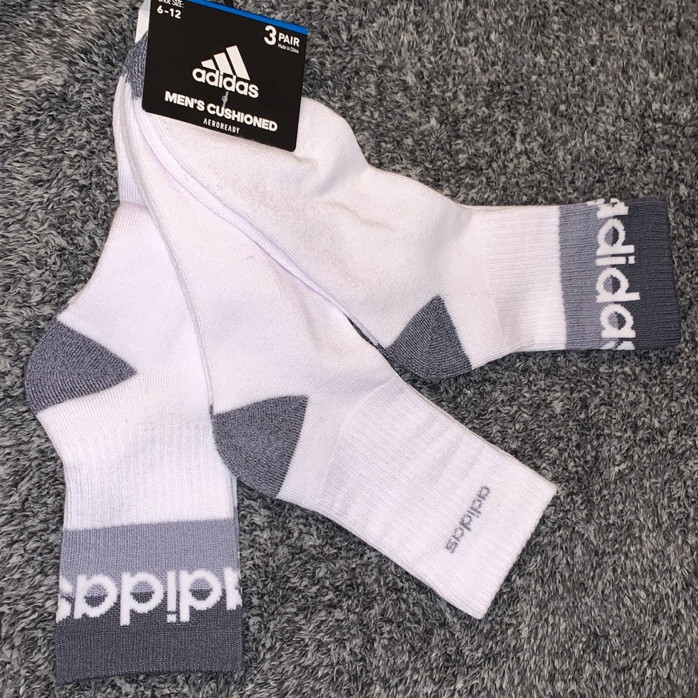 ADIDAS MENS Quarter Length Cushioned Socks sz 6-12